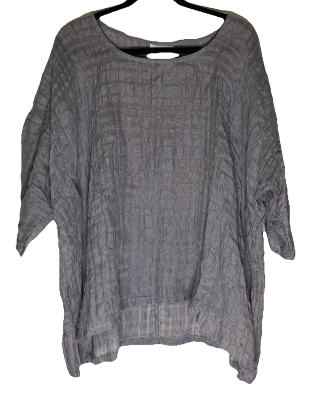 Vtg La Fixsun Gray Jakar Linen Tunic Top S Oversized Lagenlook Asymmetric Blouse